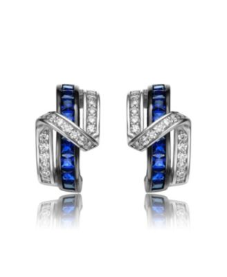 Sterling Silver Cubic Zirconia Cross Path Stud Earrings