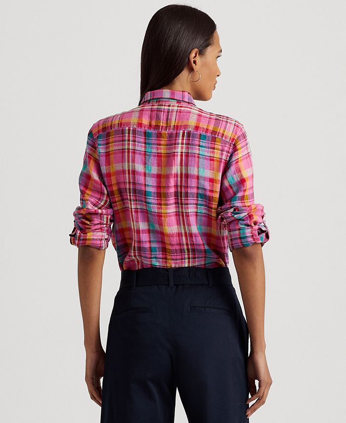 Lauren Ralph Lauren Women's Plaid Linen Shirt Macy's