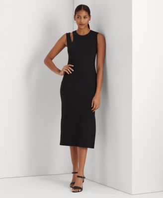 Ralph lauren black midi dress best sale