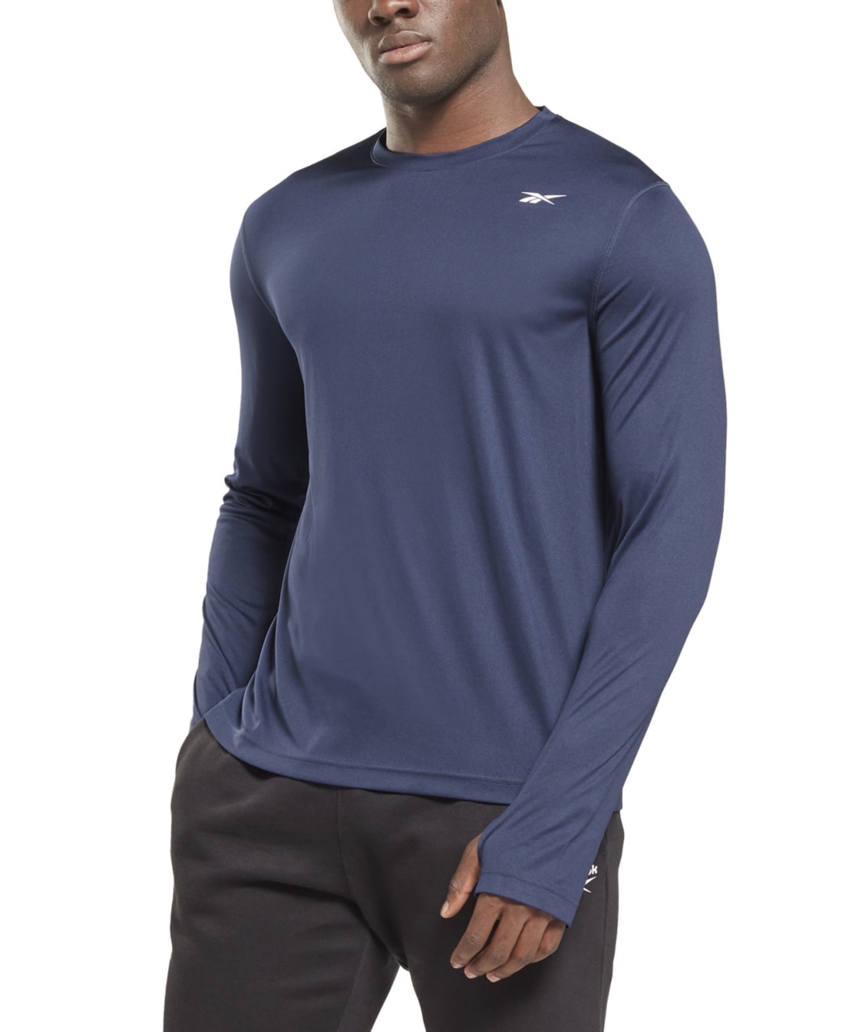 Shop Reebok Men's Classic Fit Long-sleeve Training Tech T-shirt In Vector Navy