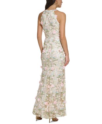 Eliza J Women's Halter-Neck Floral-Embroidered Gown - Macy's