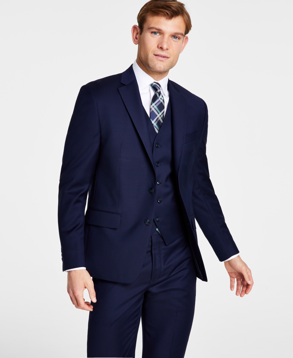 Michael Kors Men's Classic-fit Wool-blend Stretch Solid Suit Jacket In Navy