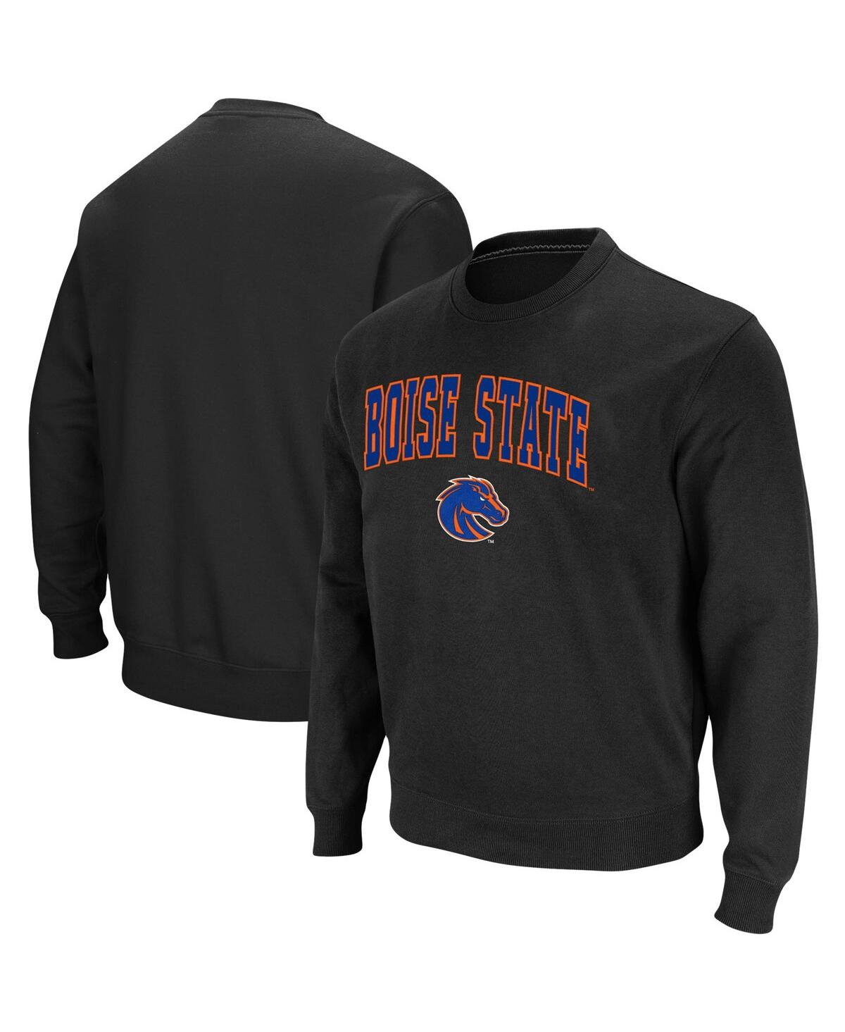 Colosseum Men's Boise State Broncos Arch And Logo Tackle Twill Pullover Sweatshirt In Black