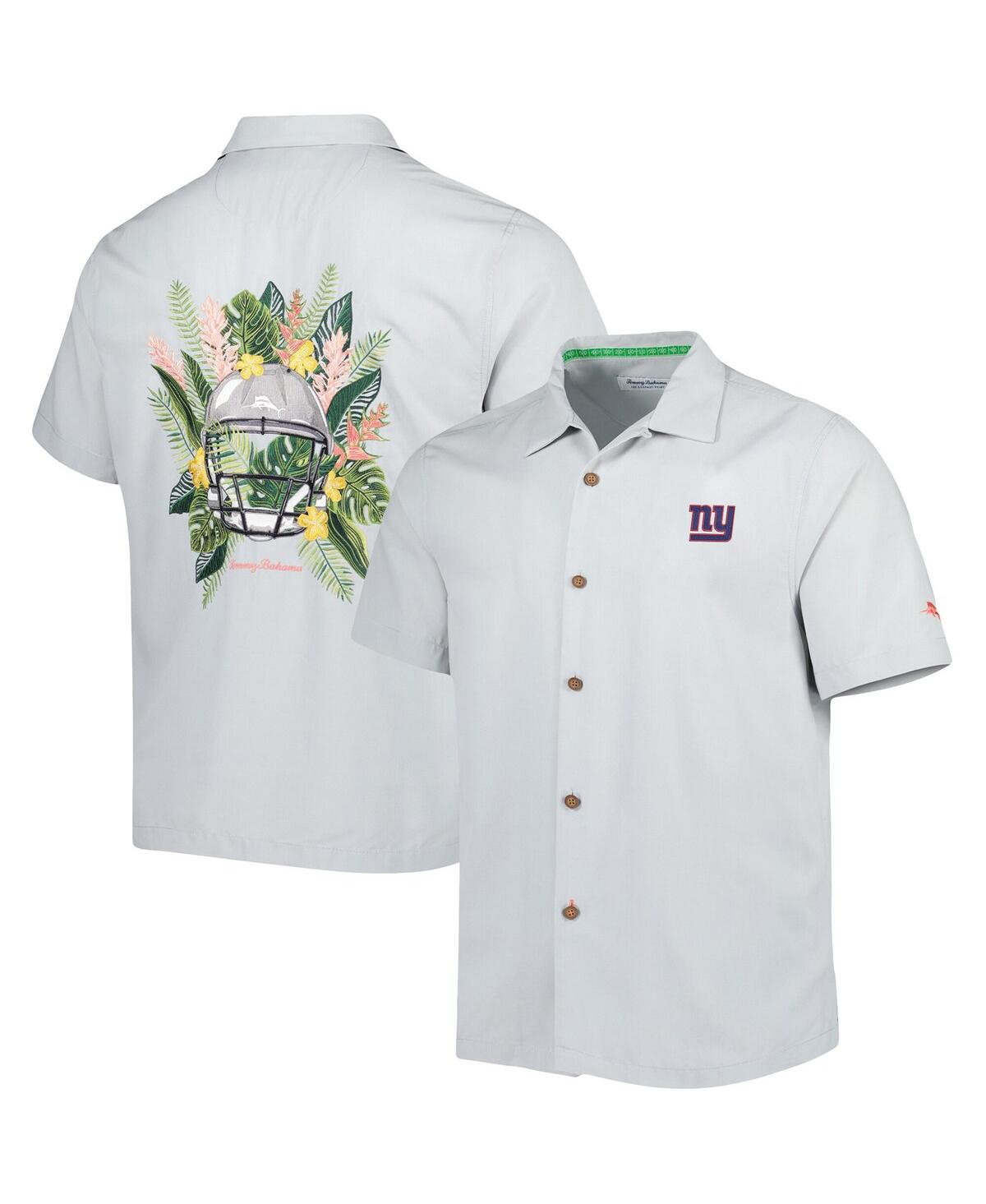 Tommy Bahama Gray New England Patriots Coconut Point Frondly Fan Camp Islandzone Button-up Shirt In Gray