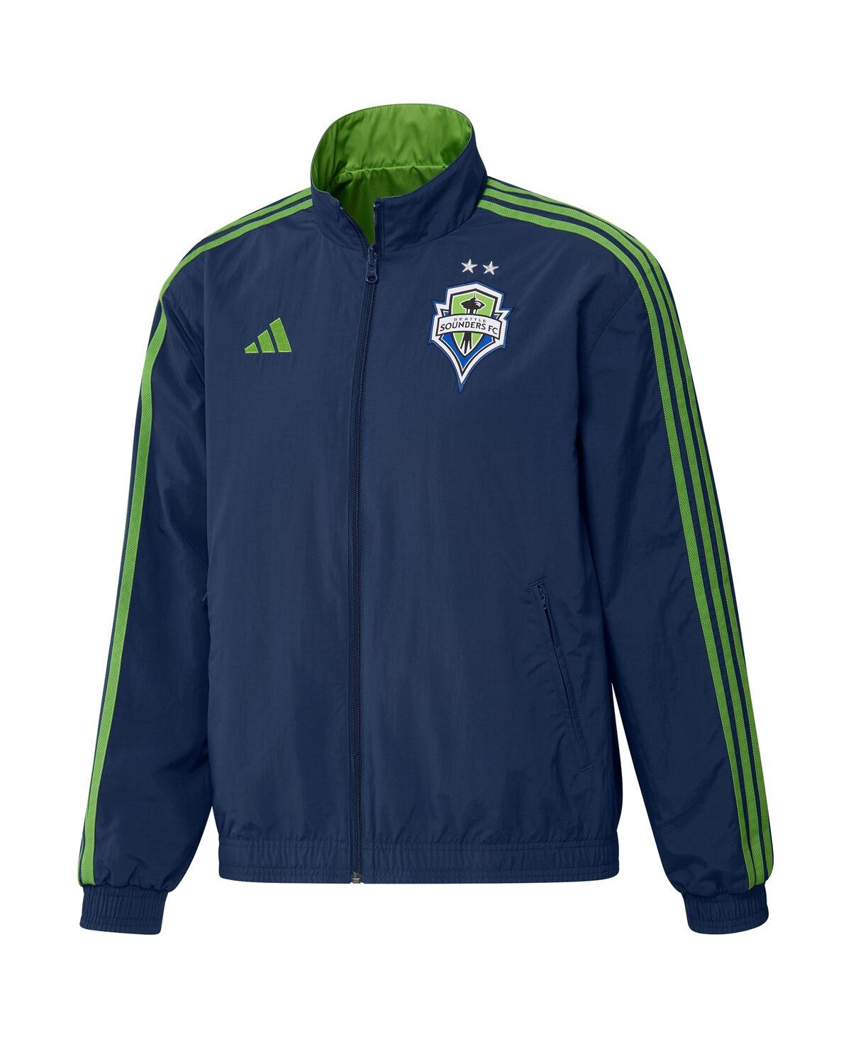 Men's adidasand Green Seattle Sounders Fc 2023 On-Field Anthem Full-Zip Reversible Team Jacket - Navy, Green