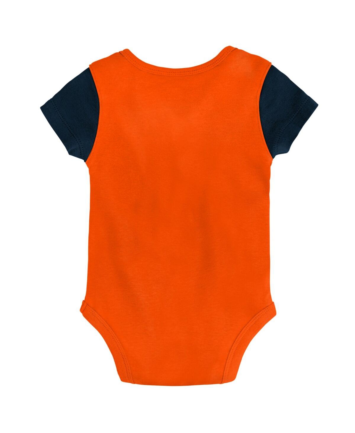 Shop Outerstuff Newborn And Infant Boys And Girls Orange, Navy Denver Broncos Little Champ Three-piece Bodysuit Bib  In Orange,navy