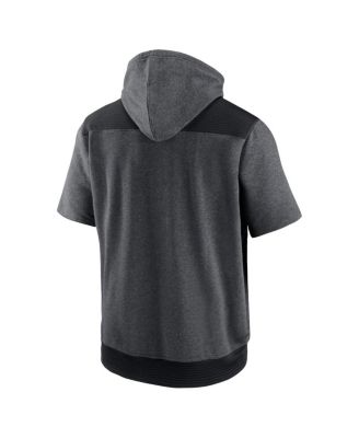 Men's Heathered Charcoal and Black Minnesota Twins Authentic Collection Dry Flux Performance Quarter-Zip Short Sleeve Hoodie