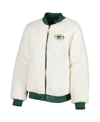 Women's Oatmeal and Green Green Bay Packers Switchback Reversible Full-Zip Jacket