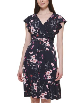 Jessica Howard - Women's Floral-Print Faux-Wrap Dress