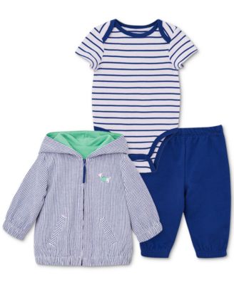 Little Me - Baby Boys 3-Pc. Puppy Zip-Up Hoodie Set