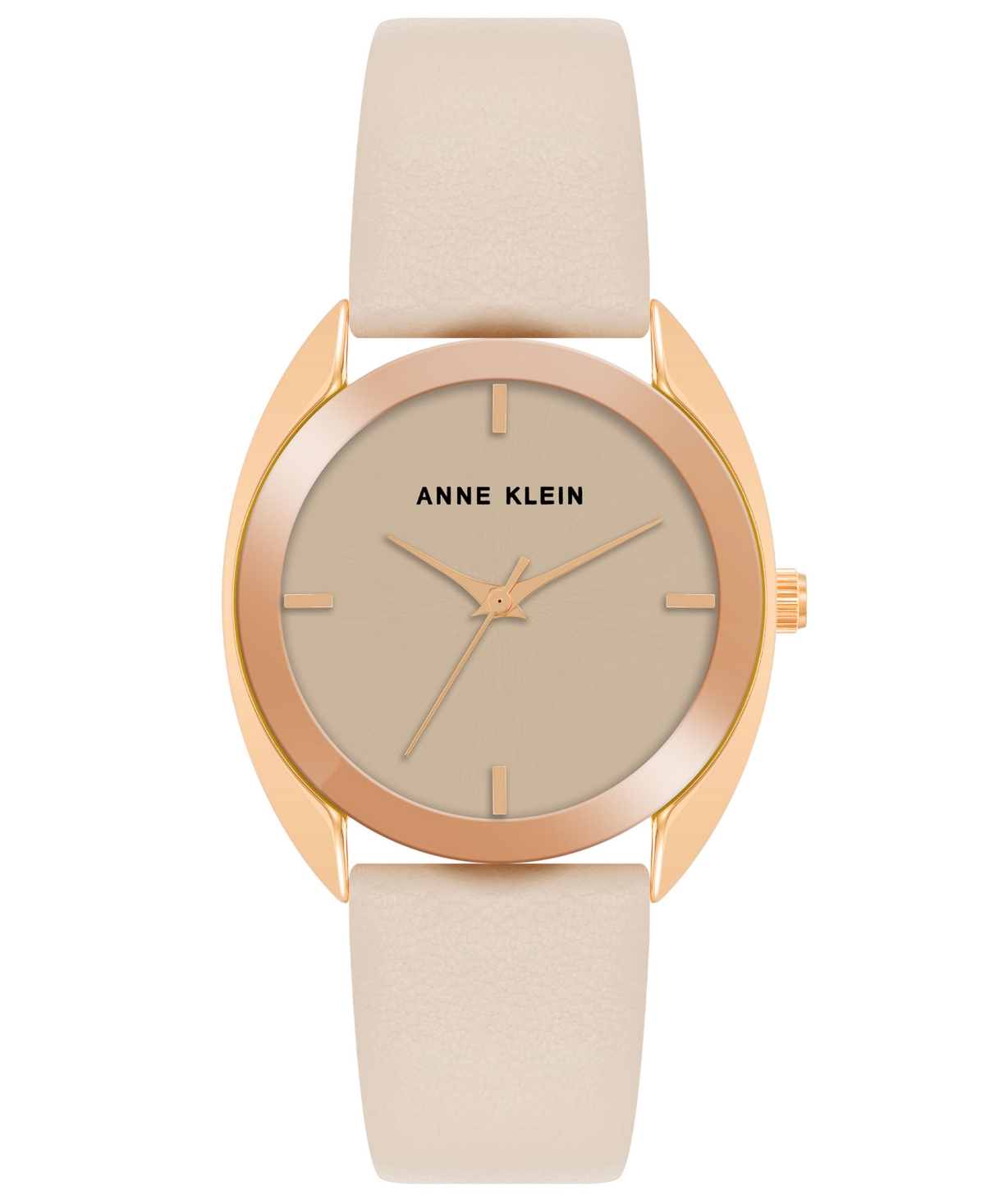Anne Klein Women's Three Hand Quartz Blush Pink Genuine Leather Watch, 34mm In Rose Gold,blush Pink