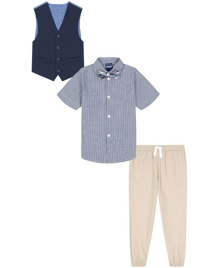Nautica Little Boys Short Sleeve Twill Vest Set, 4 Piece Macy's