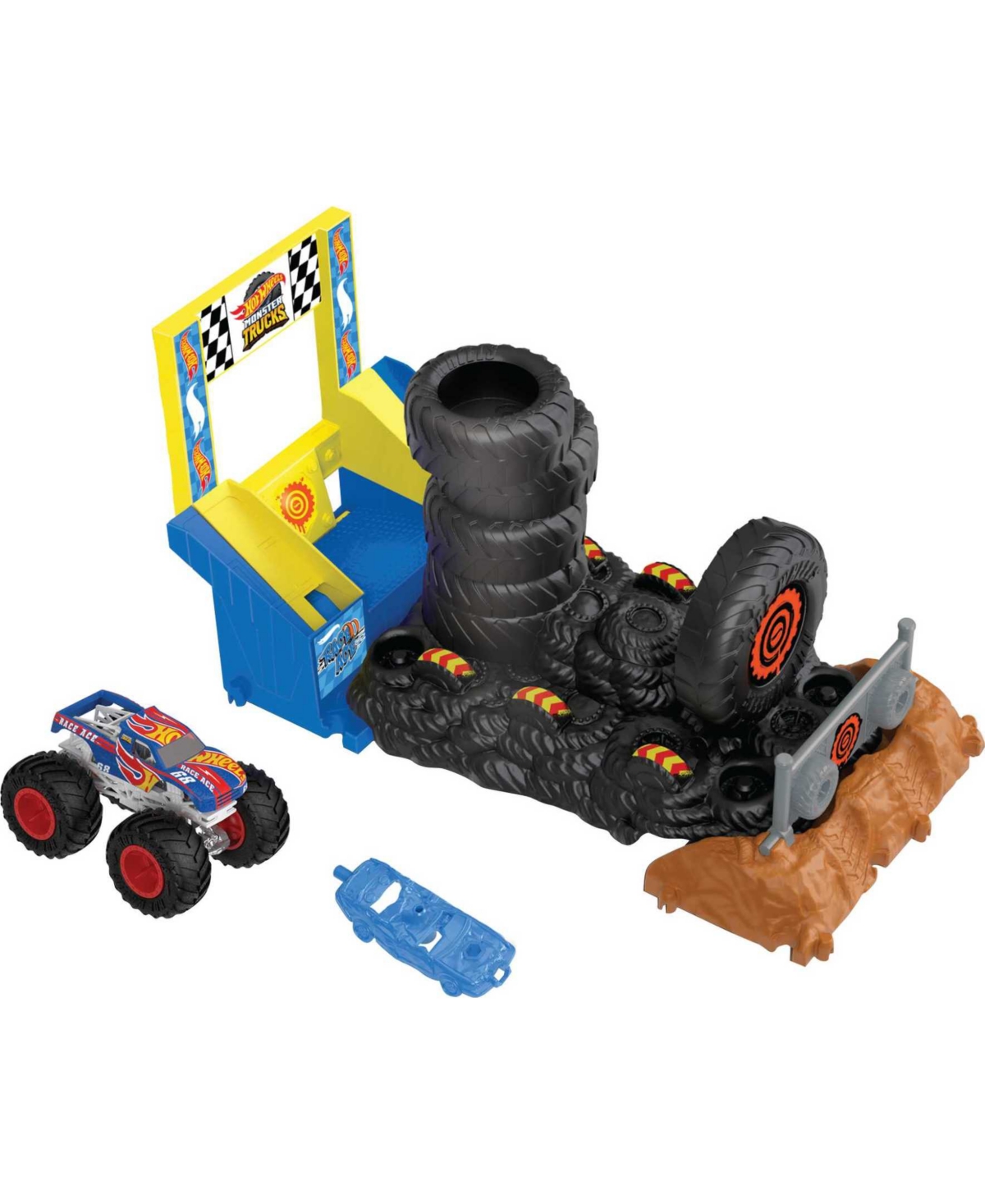 Hot Wheels Kids' Monster Trucks Arena Smashers Race Ace Smash Race Challenge Playset In Multi-color