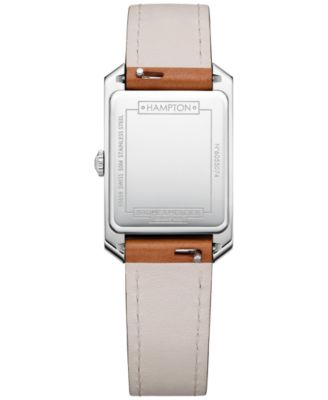 Women's Swiss Hampton Brown Leather Strap Watch 22x35mm