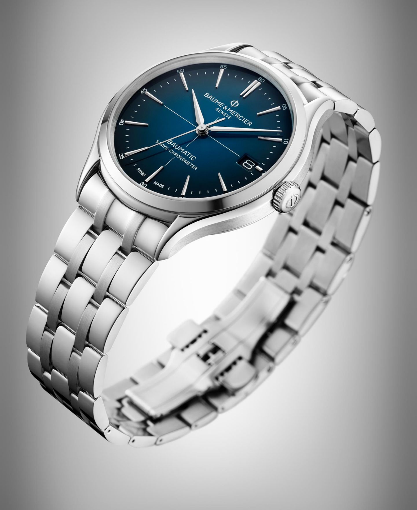 Мужские часы Baume & Mercier Swiss Automatic Clifton Stainless Steel Bracelet Watch 40mm — фото 2