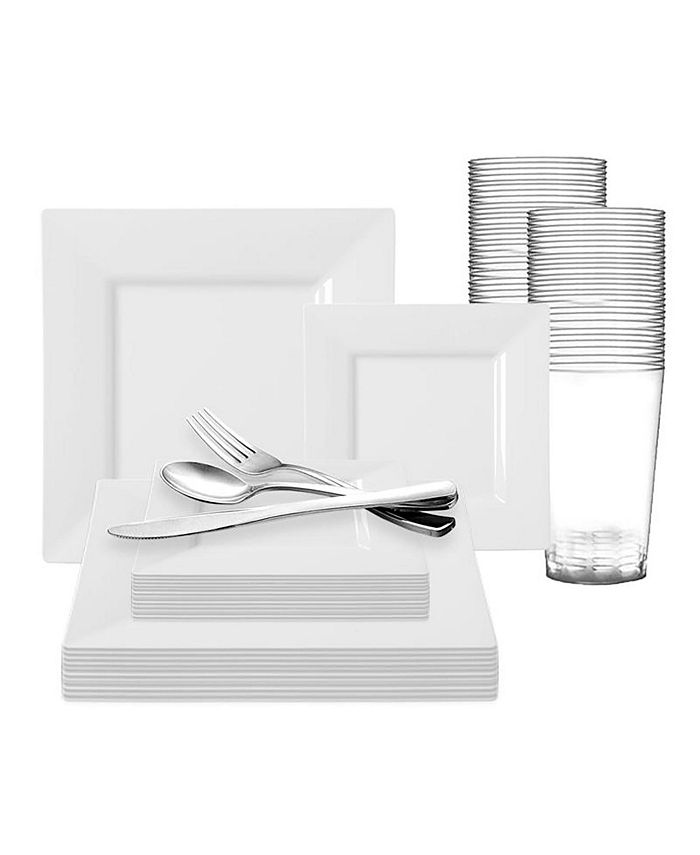Smarty Had A Party White Square Plastic Wedding Value Set (60 Sets
