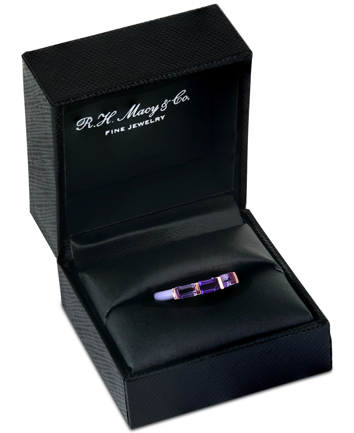 Effy Amethyst (1/5 ct. t.w.) & Pink Amethyst (5/8 ct. t.w.) Emerald-Cut Enamel Ring in 14k Rose Gold-Plated Sterling Silver - 14K Yellow