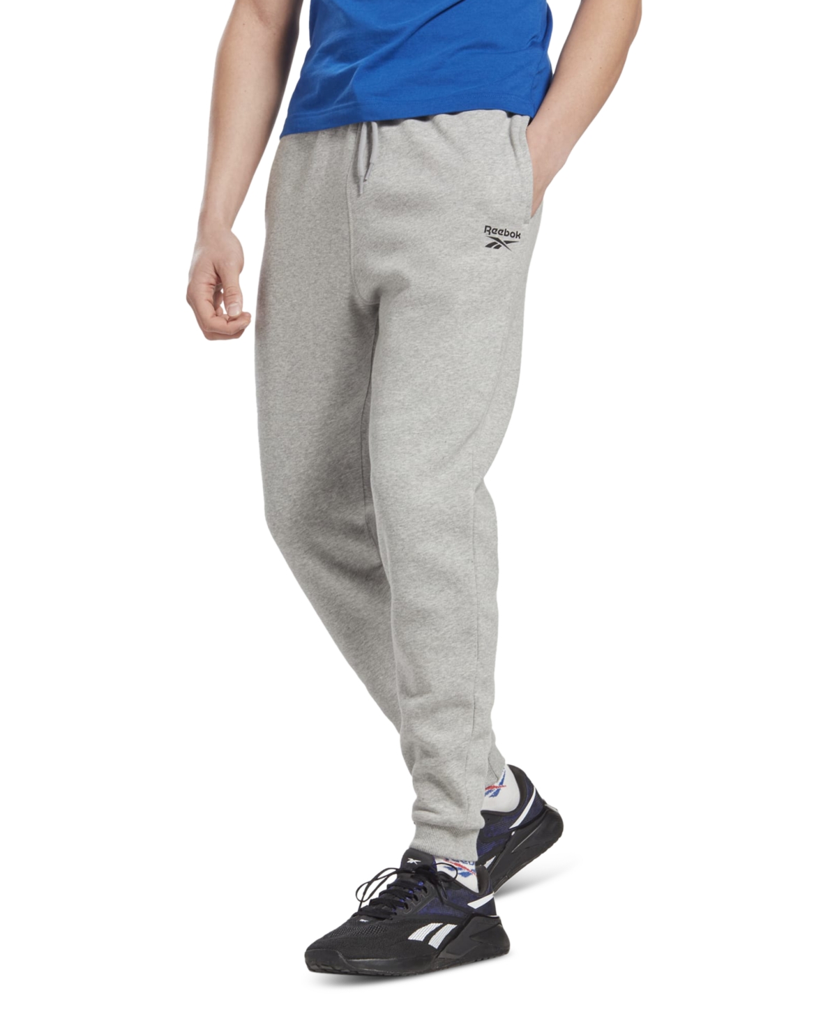 Shop Reebok Men's Identity Classic Fleece Drawstring-waist Logo Jogger Pants In Mgh