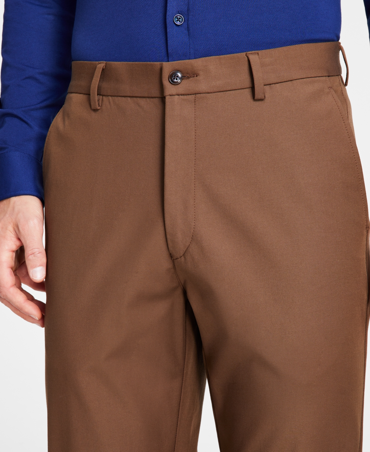 Michael Kors Men's Classic Fit Cotton Stretch Performance Fall Pants In Light Brown