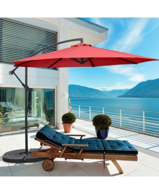 10 FT Patio Offset Umbrella w/8 Ribs Cross Base Tilt