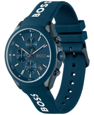 Men's Velocity Quartz Fashion Chronograph Blue Silicone Strap Watch 44mm