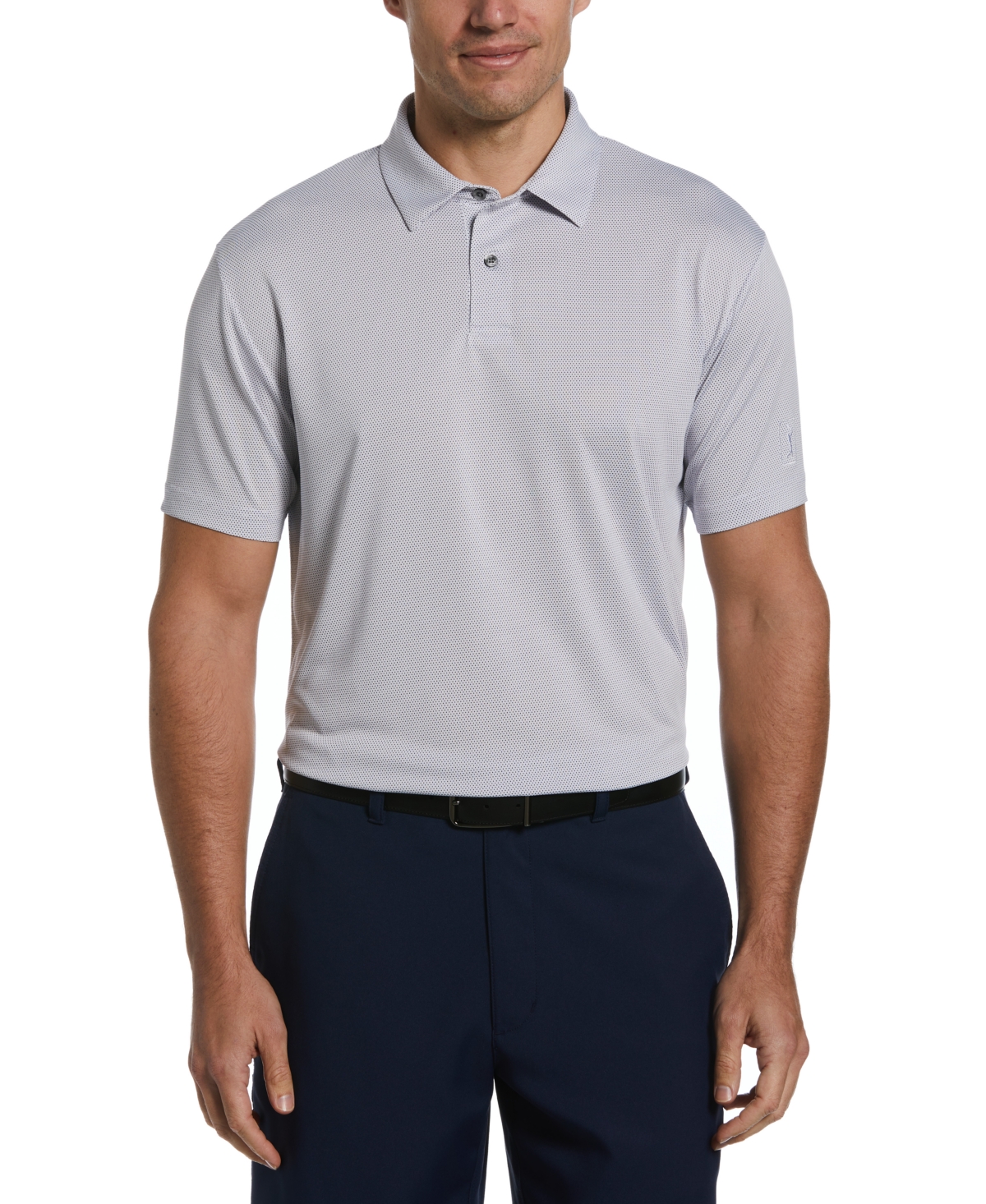 Pga Tour Men's Birdseye Textured Short-sleeve Performance Polo Shirt In Bright White