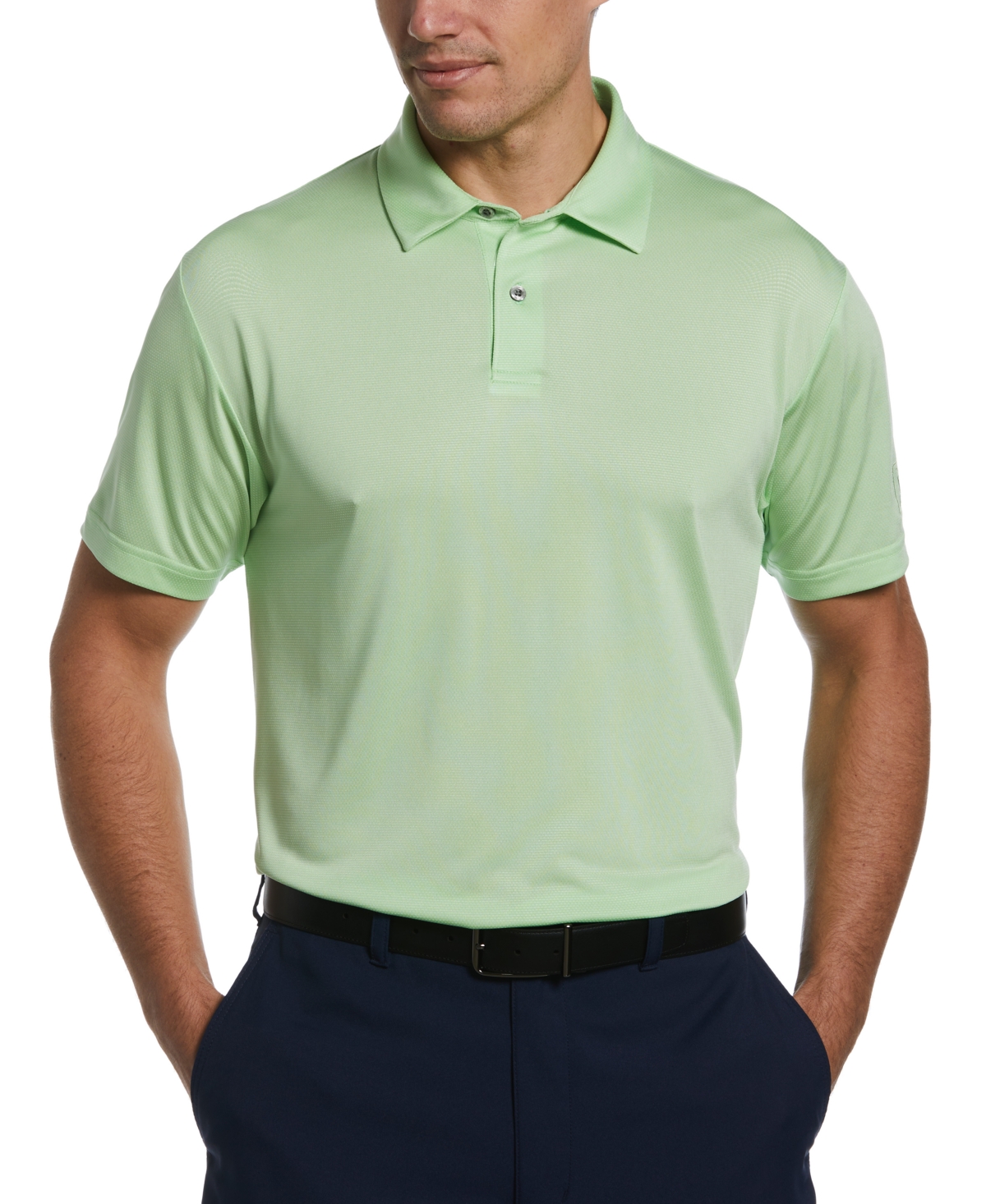 Pga Tour Men's Birdseye Textured Short-sleeve Performance Polo Shirt In Patina Green