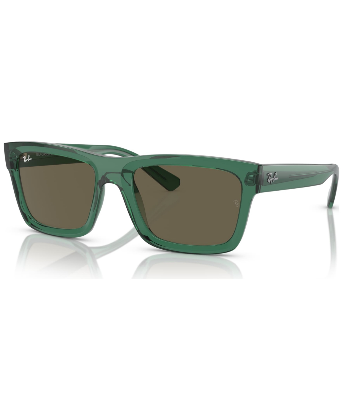 Ray Ban Warren Bio-based Sunglasses Transparent Green Frame Brown Lenses 57-20 In Transparent Green