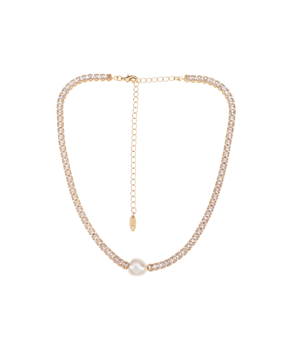 Ettika Single Freshwater Pearl With Cubic Zirconia 18k Gold Plated Necklace