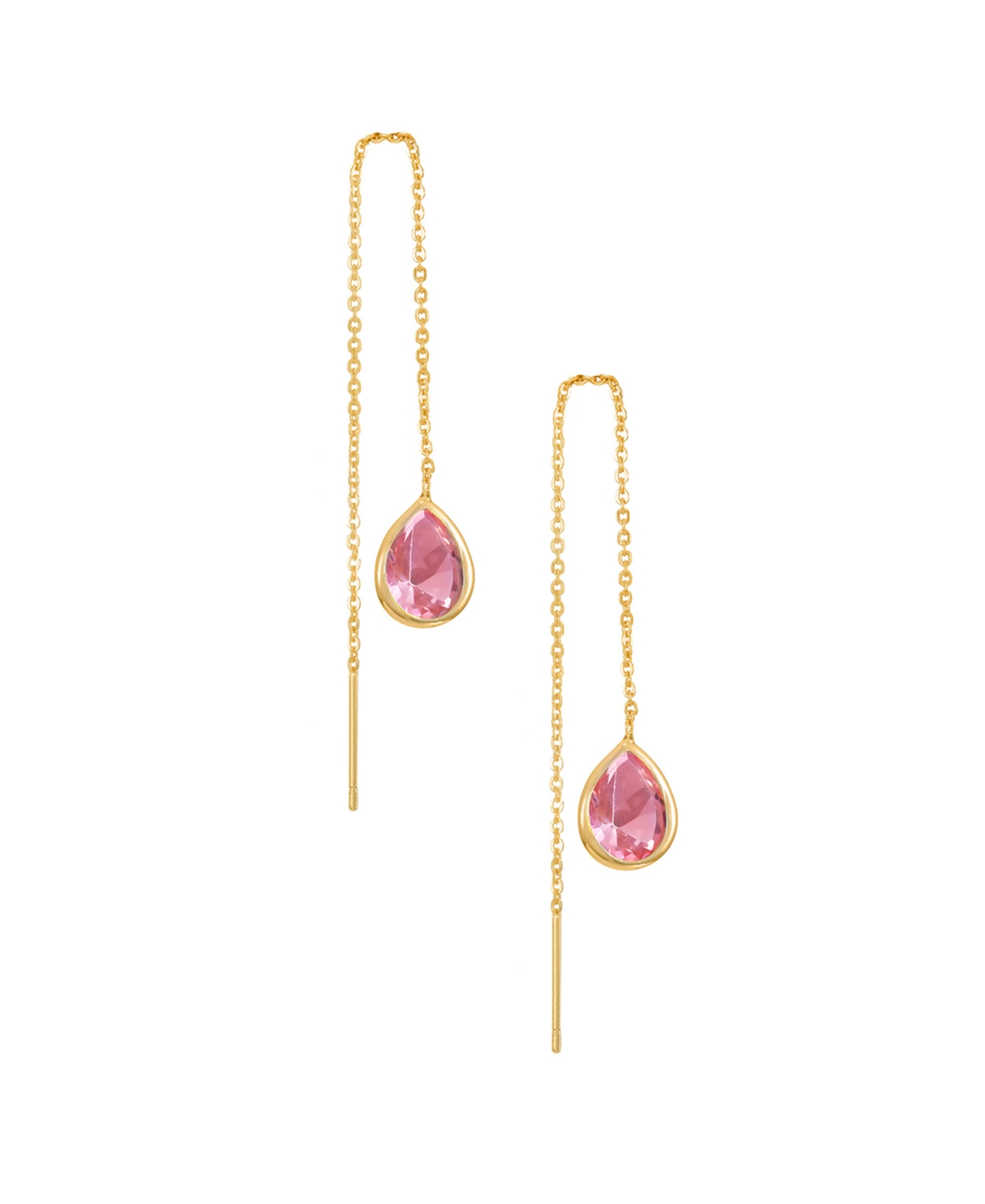 Shop Ettika Barely There Chain Cubic Zirconia 18k Gold Plated Dangle Earrings In Pink