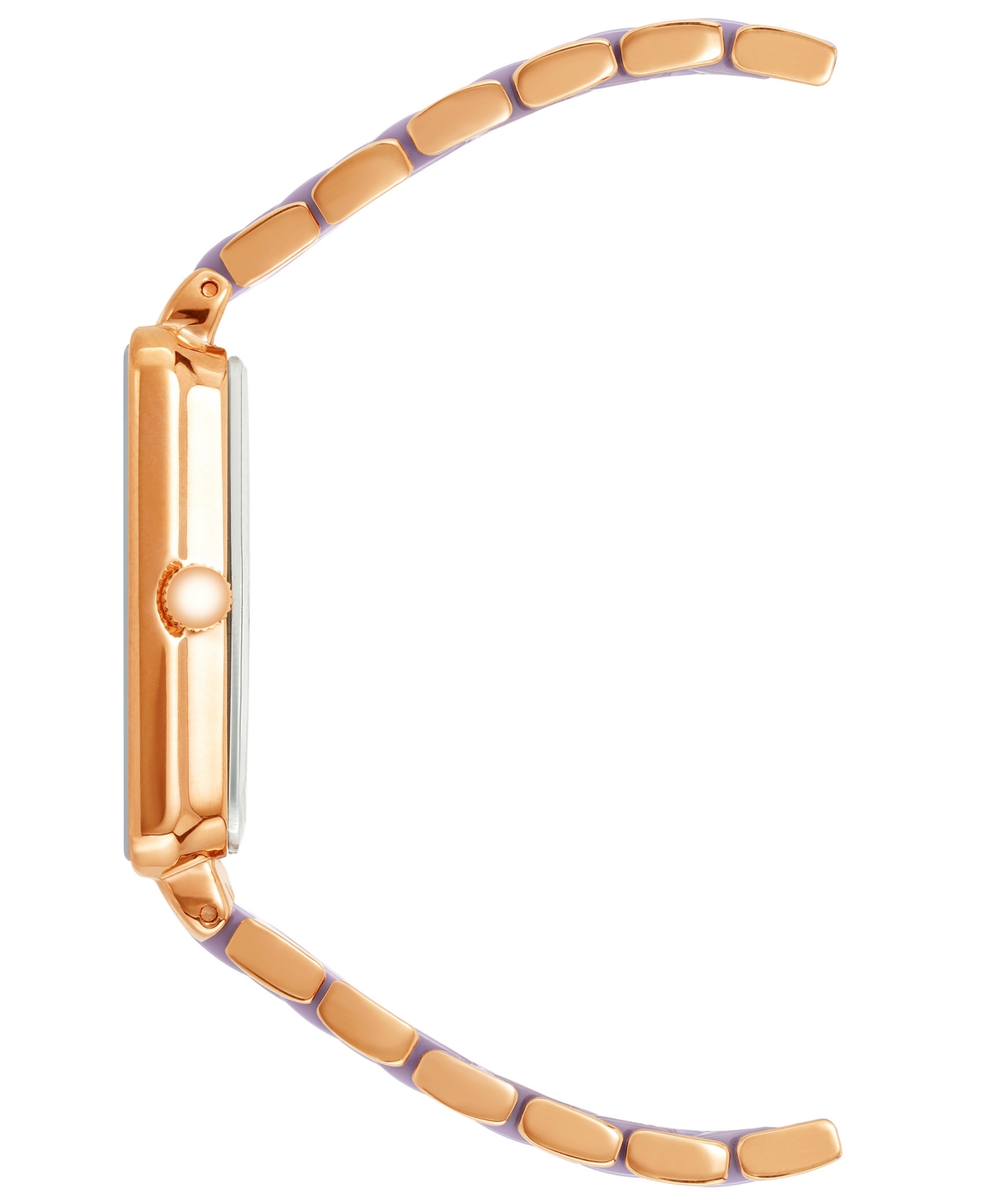 Anne Klein Women's Three Hand Quartz Rose Gold-tone Alloy And Lavender Ceramic Link Bracelet Watch, 32mm In Rose Gold-tone,lavender