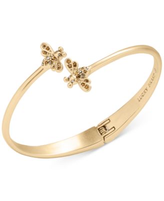 Lucky Brand - Gold-Tone Beaded Bee Charm Hinge Cuff Bracelet