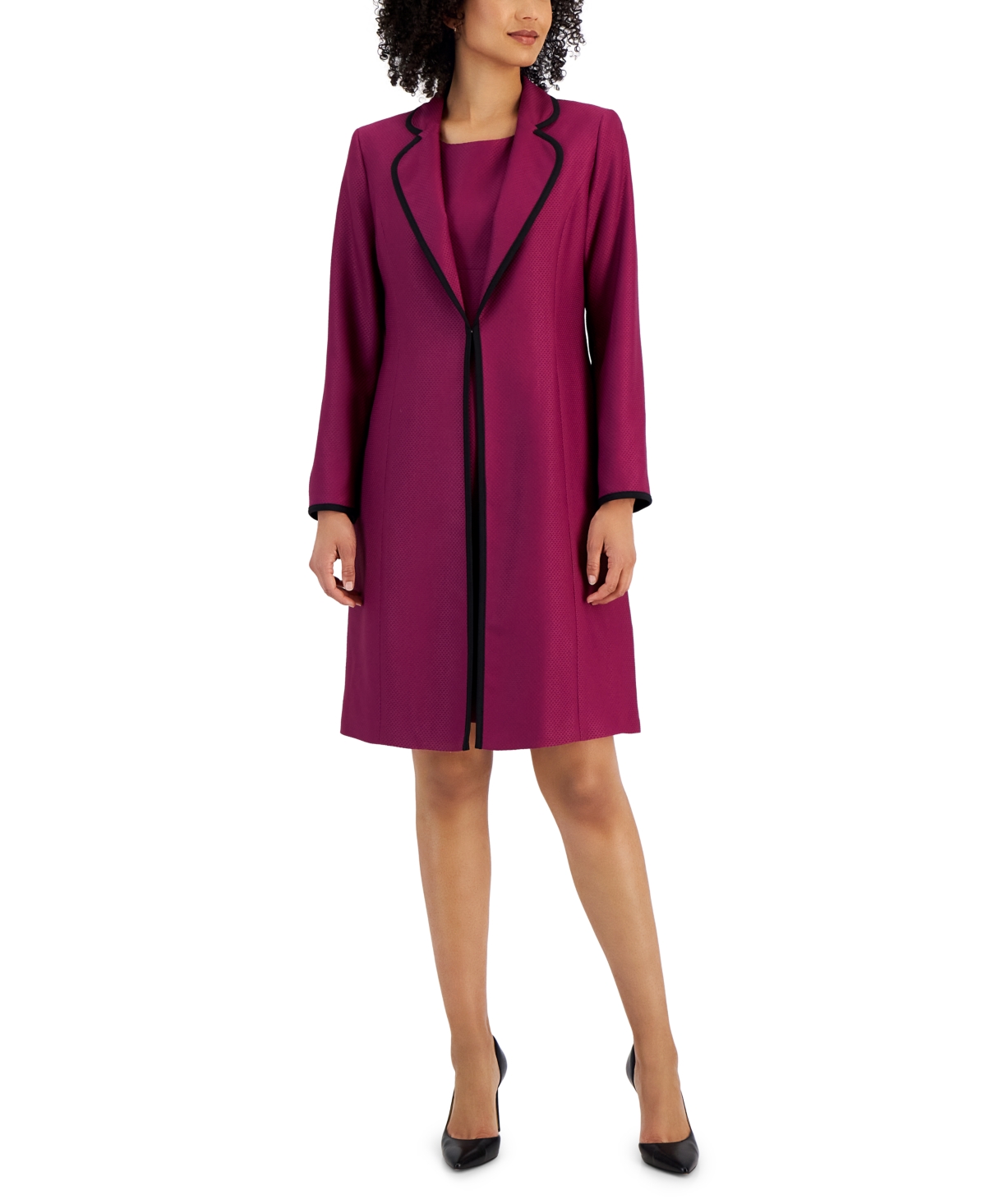 Le Suit Jacquard Framed Sheath Dress Suit, Available Regular And Petite Sizes In Wild Rose,black