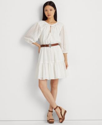 Lauren Ralph Lauren - Women's Eyelet-Embroidered Cotton Dress