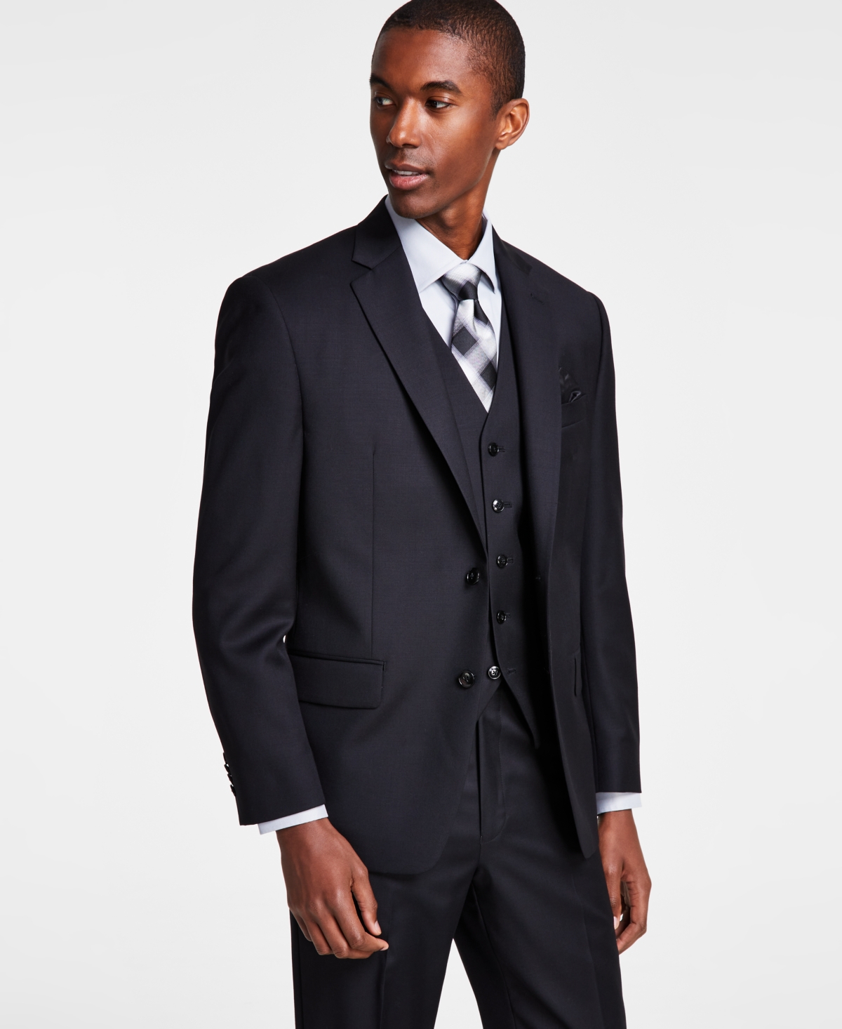 Michael Kors Men's Classic-fit Wool-blend Stretch Solid Suit Jacket In Black