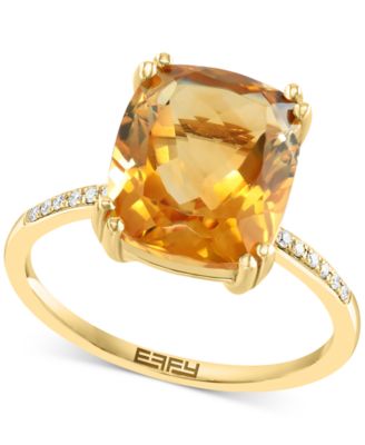 EFFY&reg; Green Quartz (4 1/3 ct. t.w.) & Diamond Accent Ring in 14k Yellow Gold (Also available in Smoky Quartz, Citrine and Pink Amethyst)
