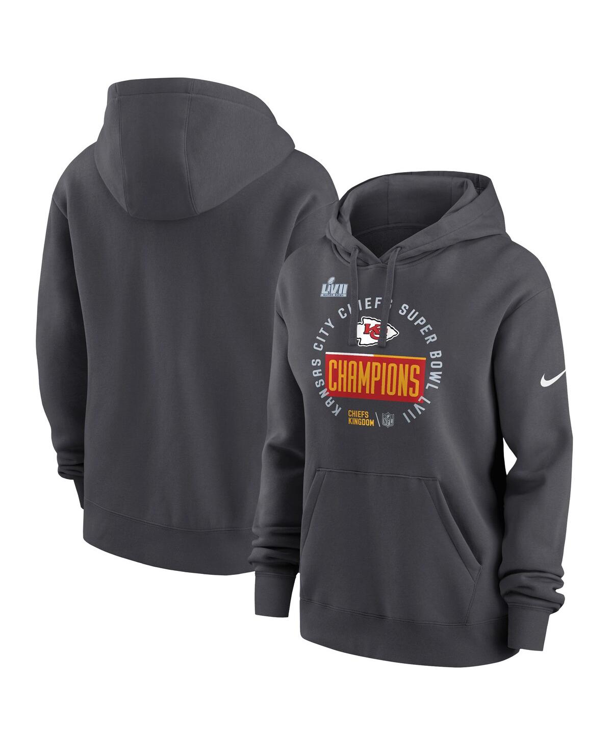 Nike Women's Super Bowl Lvii Champions Trophy (nfl Kansas City Chiefs) Pullover Hoodie In Grey