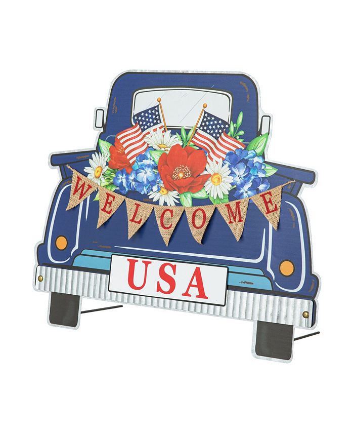 Glitzhome 26" H Patriotic, Americana Metal Truck Yard Stake or Wall