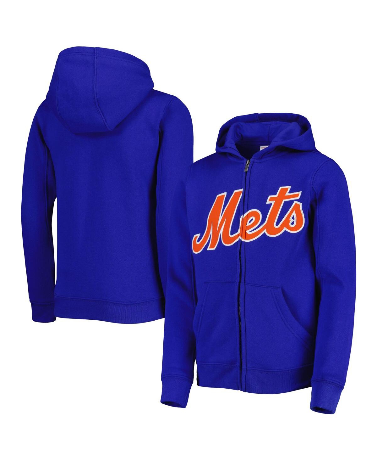 Outerstuff Youth Royal New York Mets Wordmark Full-zip Fleece Hoodie In Royal