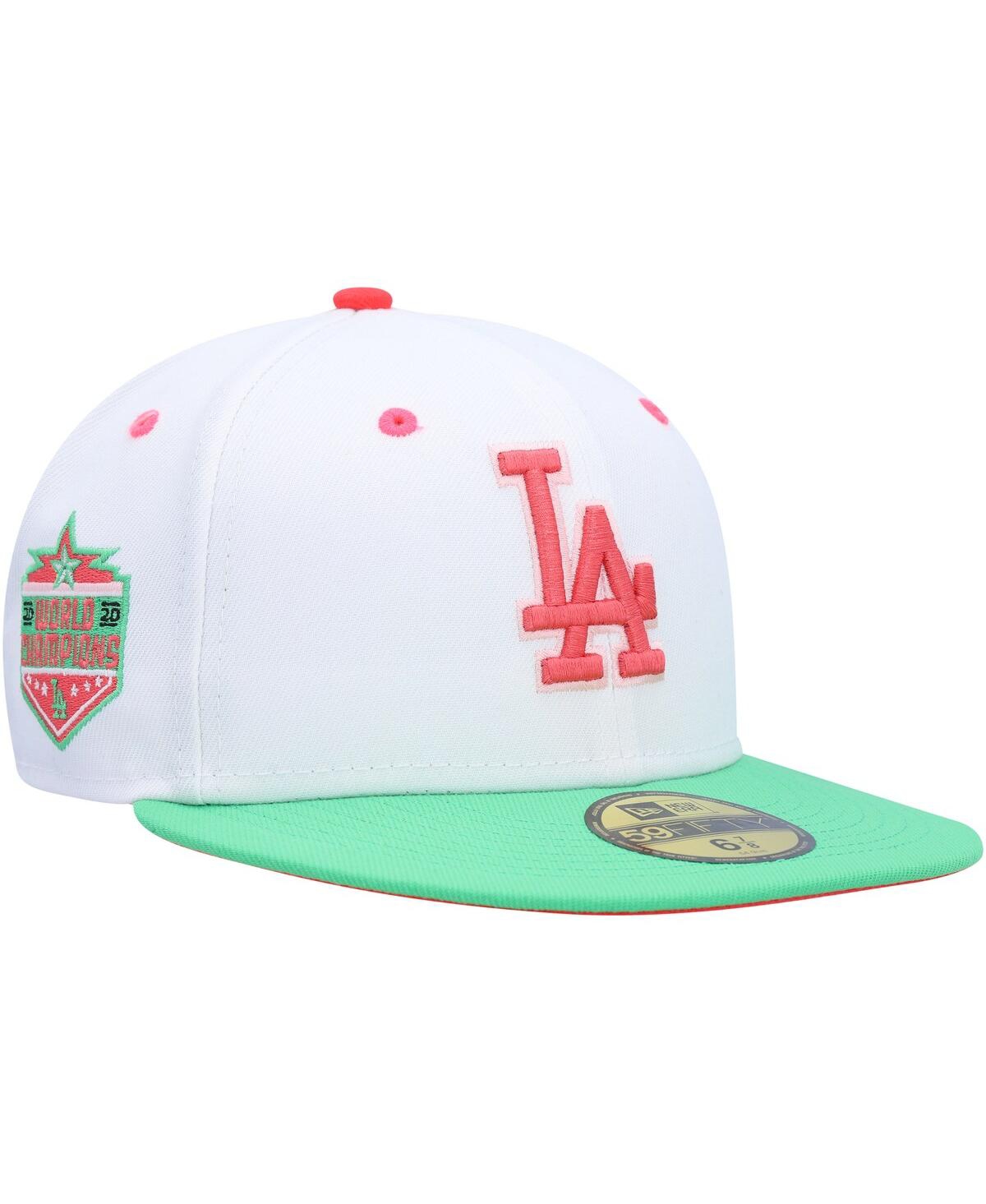 Shop New Era Men's  White, Green Los Angeles Dodgers Watermelon Lolli 59fifty Fitted Hat In White,green