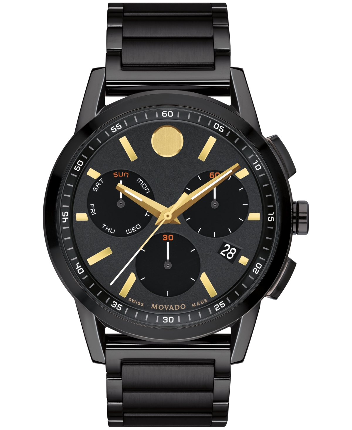 Men's Museum Sport Swiss Quartz Chronograph Black Pvd Watch 43mm - Black