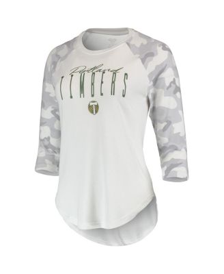 Women's White, Gray Portland Timbers Composite 3/4-Sleeve Raglan Top