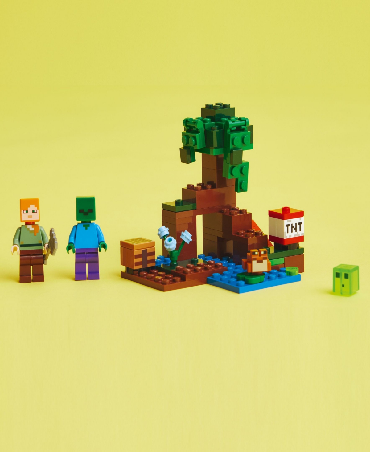 Shop Lego Minecraft The Swamp Adventure 21240 Toy Building Set With Alex, Zombie, Slime Block And Frog Figures In Multicolor