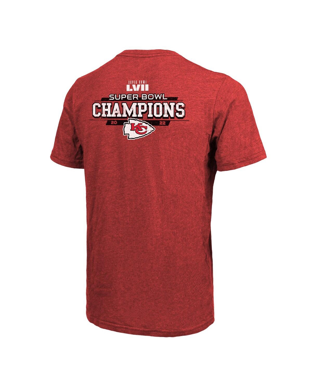 Majestic Threads Red Kansas City Chiefs Super Bowl Lvii Champions Running Back Tri-blend Pocket T-sh In Red