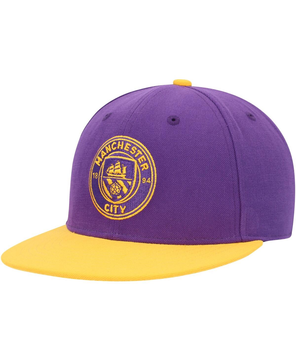 Fan Ink Men's Purple, Yellow Manchester City America's Game Fitted Hat In Purple,yellow