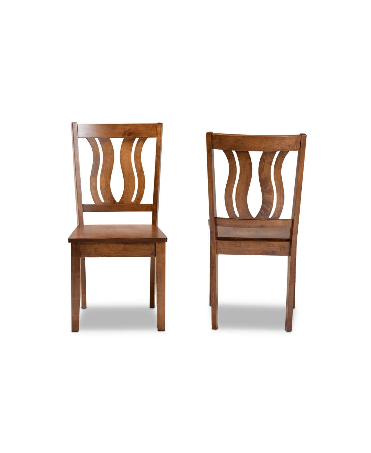 Baxton Studio Fenton Modern And Contemporary Transitional 2-piece Finished Wood Dining Chair Set In Walnut Brown