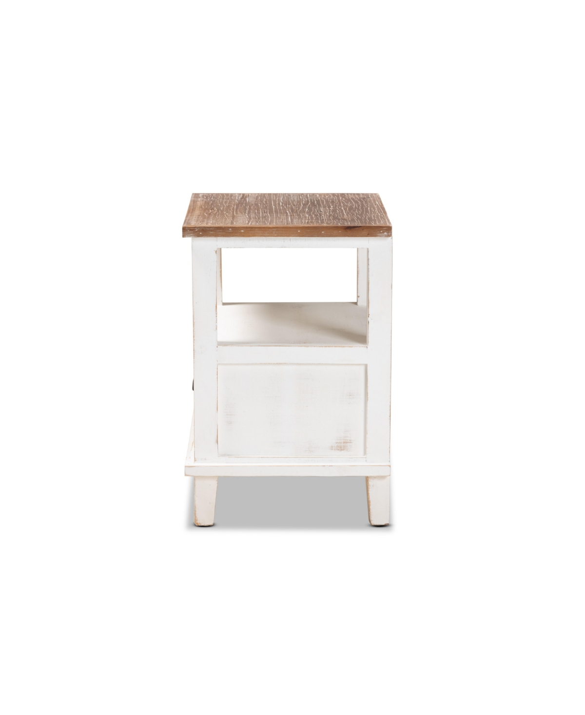 Baxton Studio Glynn Rustic Farmhouse Weathered 20.3" Two-tone And Finished Wood 1-drawer Nightstand In White,oak Brown