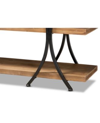 Terrell Modern 59.8" Rustic and Industrial Finished Wood and Finished Metal Console Table