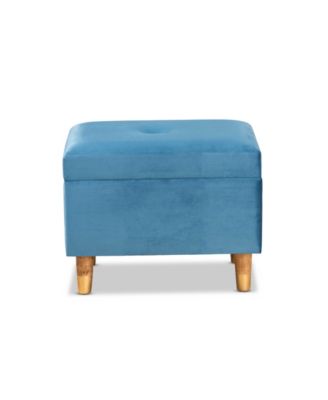 Elias Modern and Contemporary Velvet Fabric Upholstered and Finished Wood Storage Ottoman