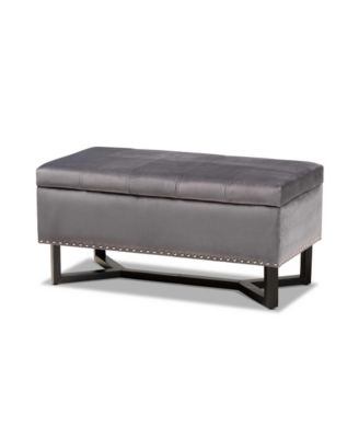 Esther Modern and Contemporary Velvet Fabric Upholstered and Finished Wood Storage Ottoman